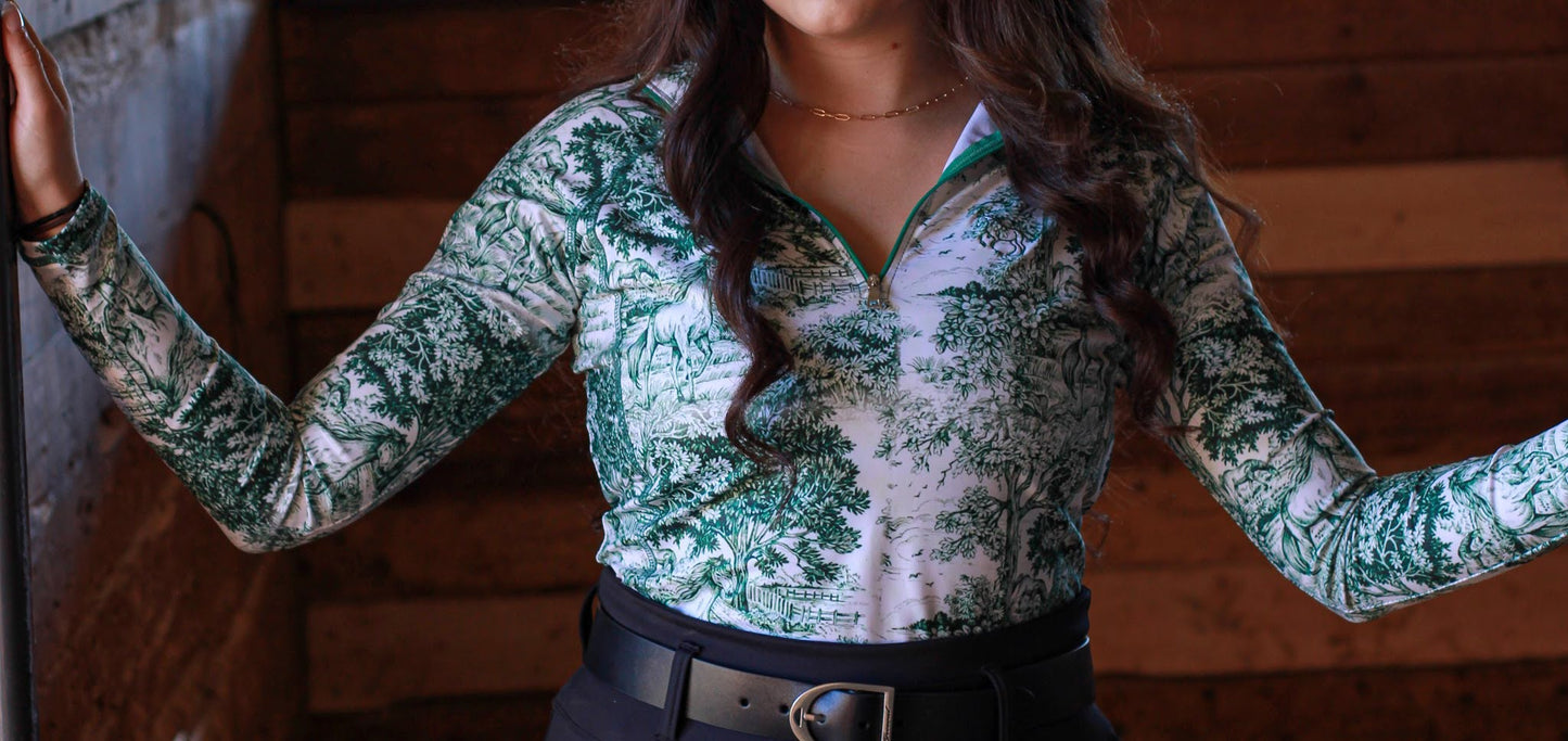 The Manor Ride - Green Equestrian Toile Riding Shirt