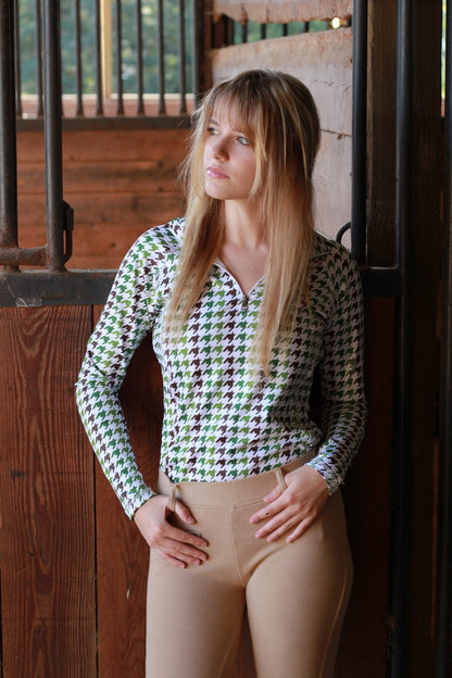 Huntress Houndstooth Equestrian Riding Shirt