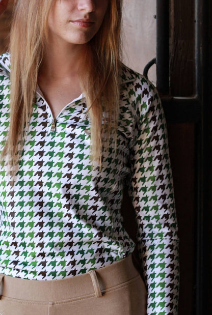 Huntress Houndstooth Equestrian Riding Shirt