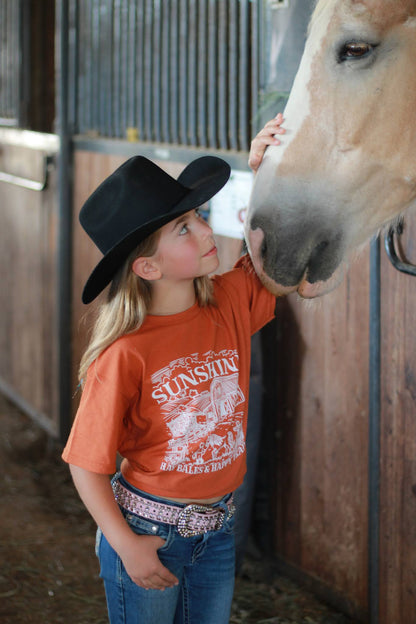 Sunshine, Hay Bales and Happy Trails Kids Tee