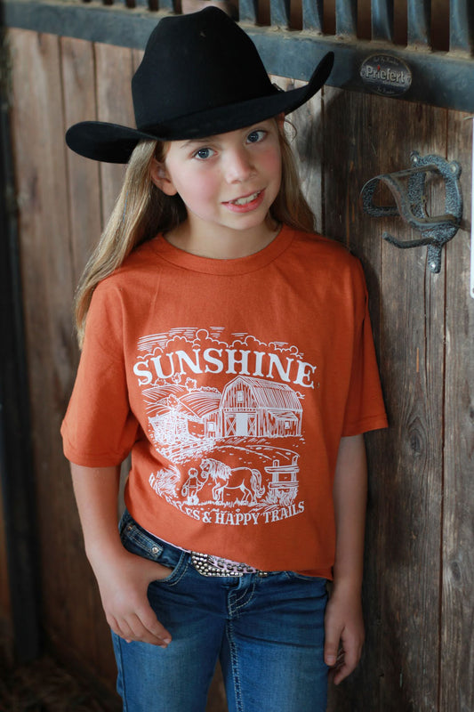 Sunshine, Hay Bales and Happy Trails Kids Tee