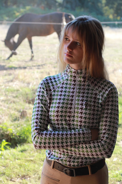 Huntress Houndstooth Equestrian Riding Shirt