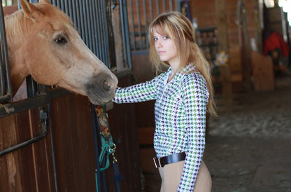 Huntress Houndstooth Equestrian Riding Shirt