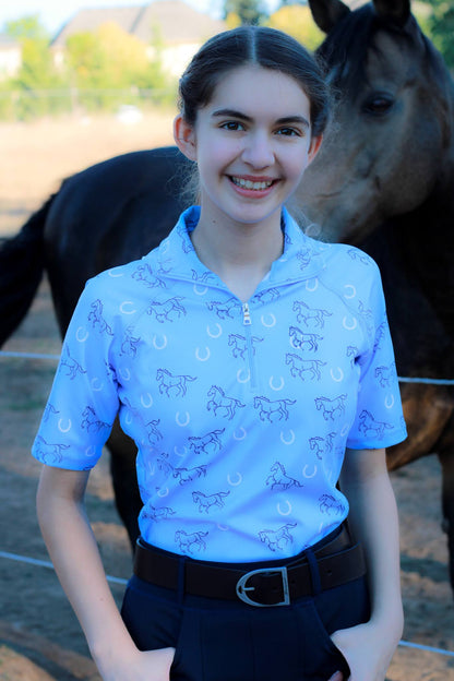 Lucky Stride - Sky Blue Riding Shirt Adult