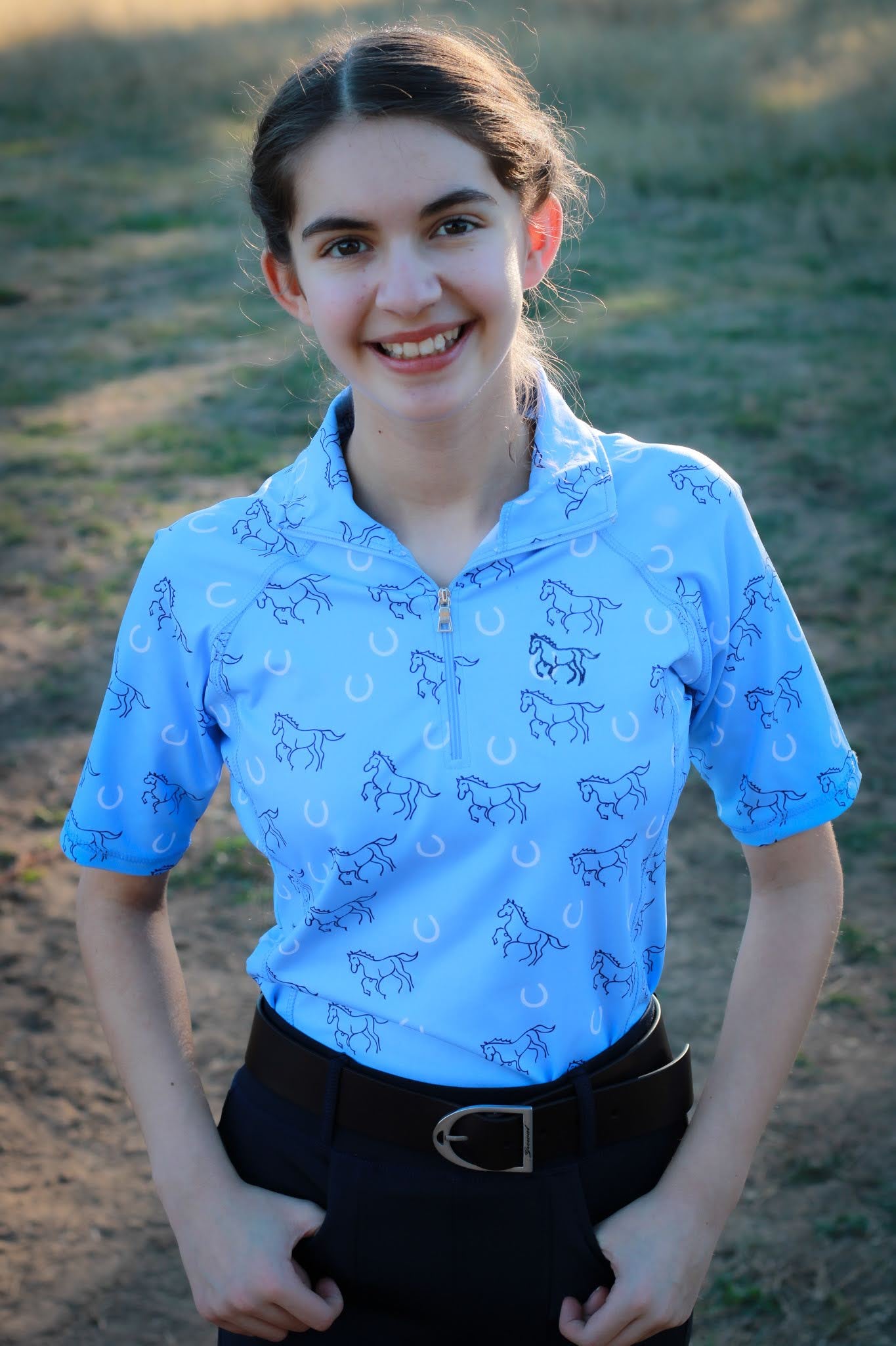 Lucky Stride - Sky Blue Riding Shirt Adult