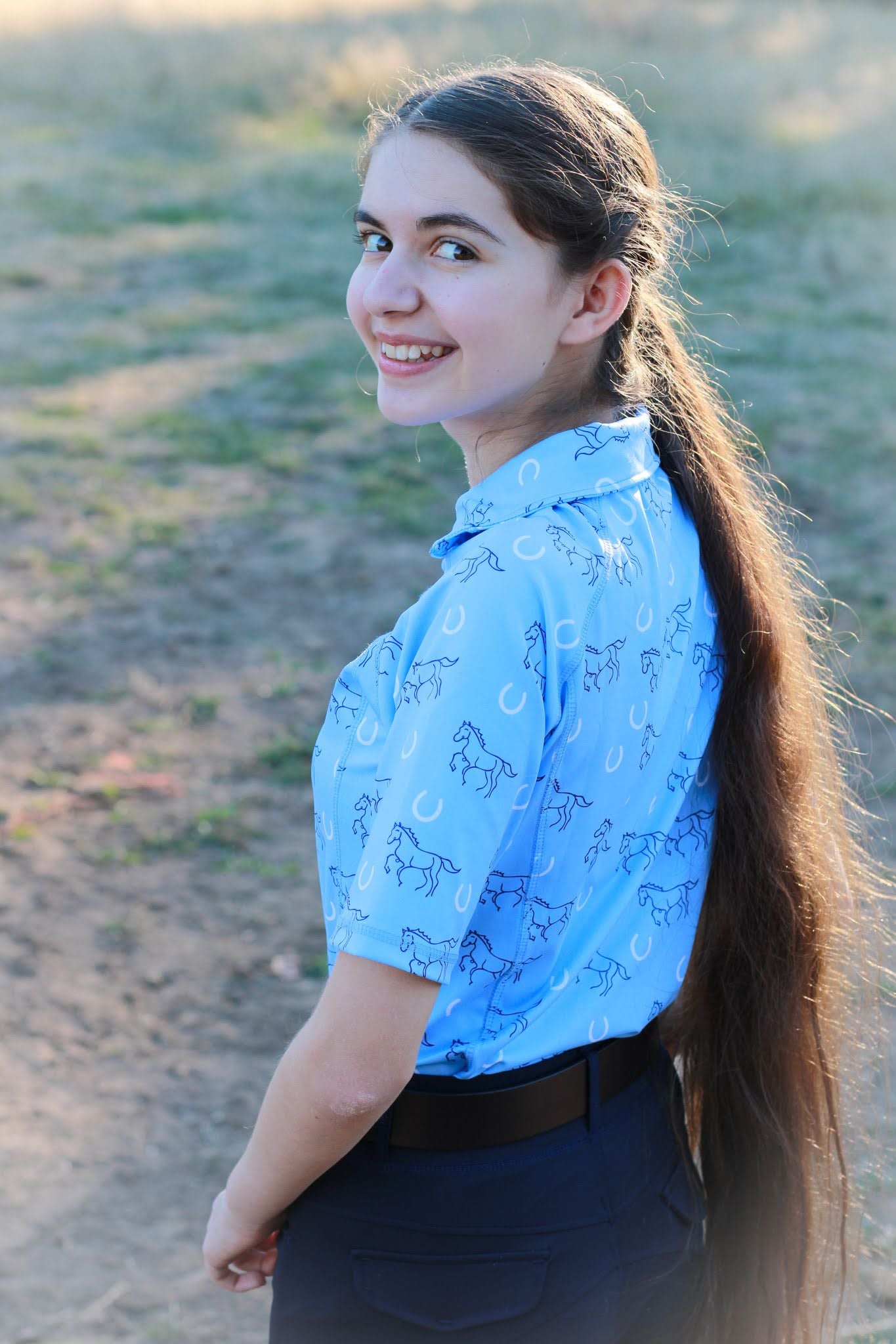 Lucky Stride - Sky Blue Riding Shirt Adult