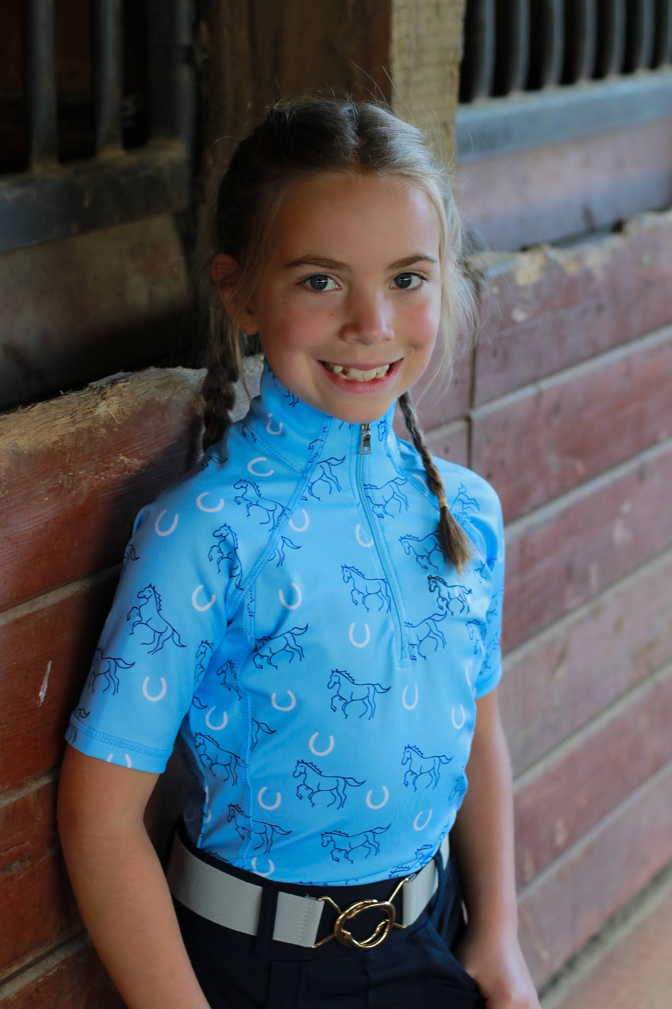 Lucky Stride - Sky Blue Riding Shirt Youth – Legacy Riders Equestrian