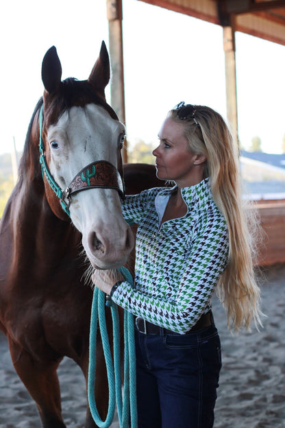 Huntress Houndstooth Equestrian Riding Shirt