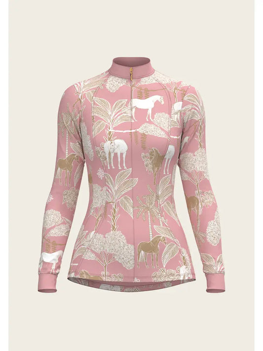 Island Horses On Rose Quarter Zip Sun Shirt