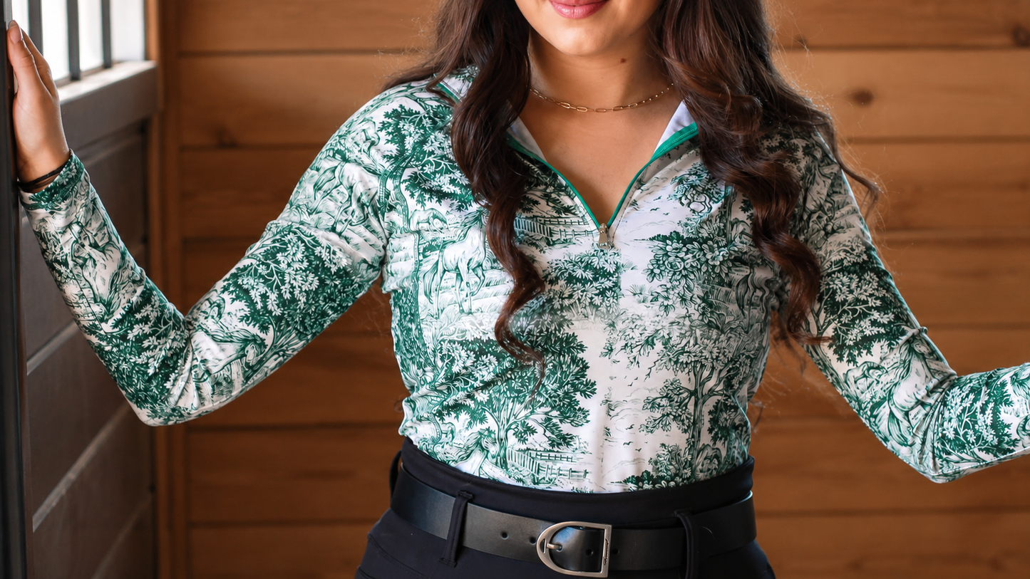 The Manor Ride - Green Equestrian Toile Riding Shirt
