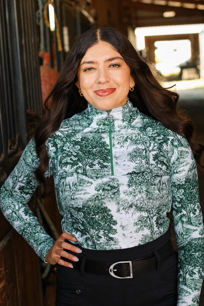 The Manor Ride - Green Equestrian Toile Riding Shirt