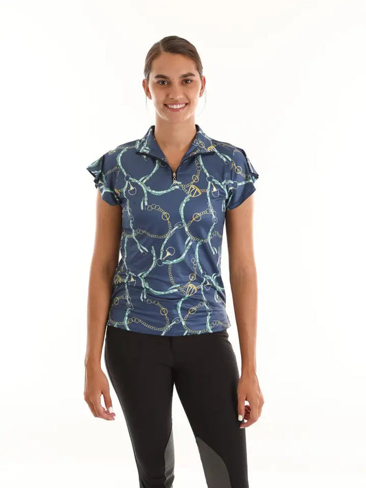 Short Sleeve Riding Shirt Navy Bits