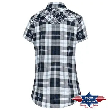 Pasadena Short Sleeve Women's Western Shirt - Blue Checkers