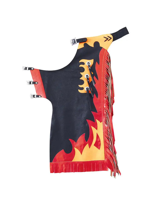 Youth Child Rodeo Bronc Bull Riding Show Leather Chaps Black/Red