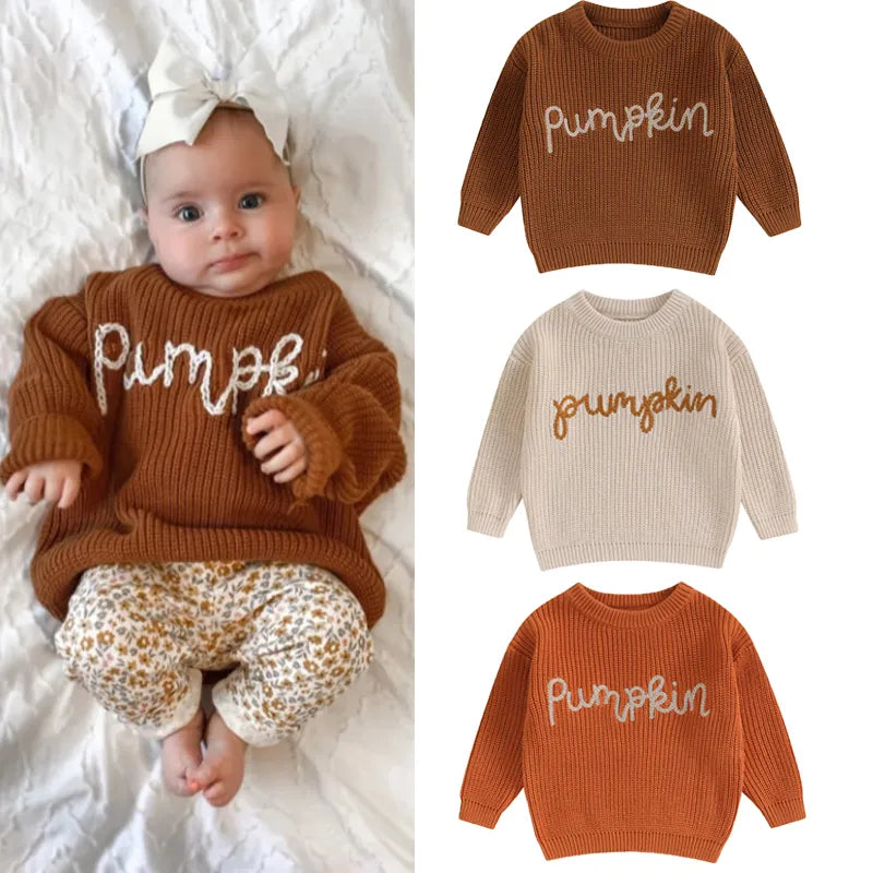 Cozy Pumpkin Fall Knit Sweater for Baby