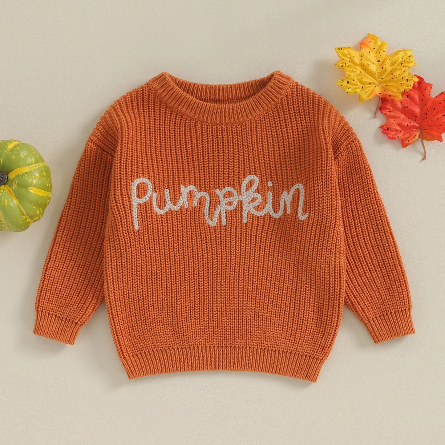 Cozy Pumpkin Fall Knit Sweater for Baby