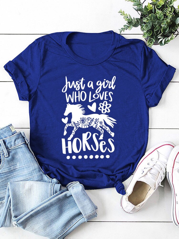 Just A Girl Who Loves Horses - Womens T-Shirt