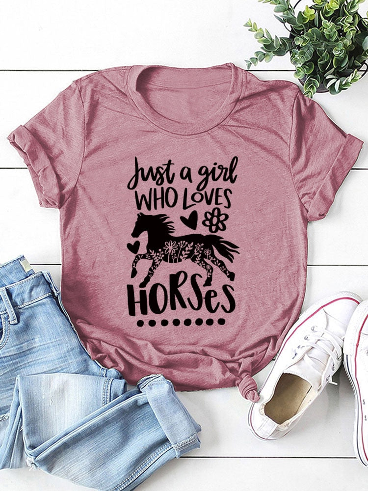 Just A Girl Who Loves Horses - Womens T-Shirt