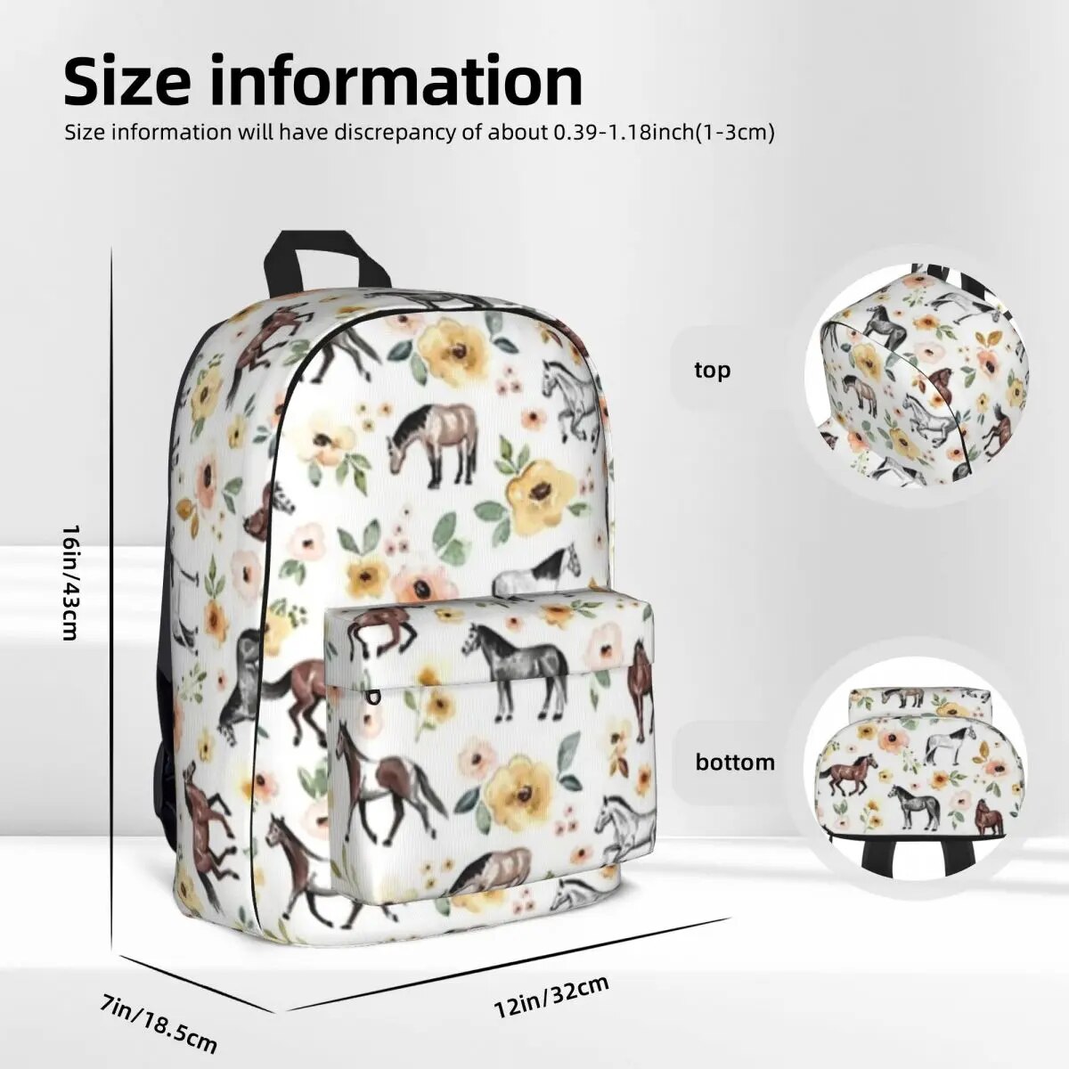 Horses with Yellow & Pink Flowers Backpack