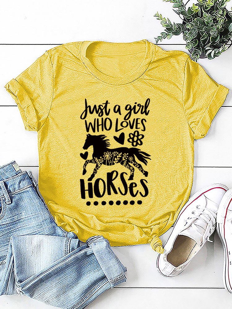 Just A Girl Who Loves Horses - Womens T-Shirt