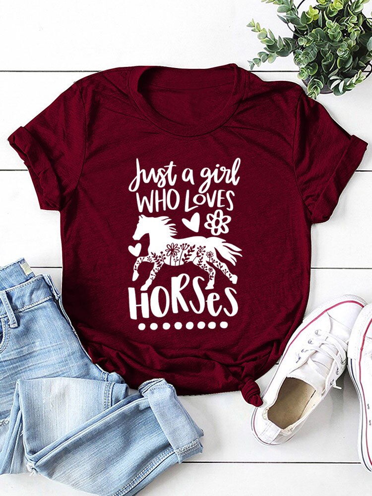 Just A Girl Who Loves Horses - Womens T-Shirt