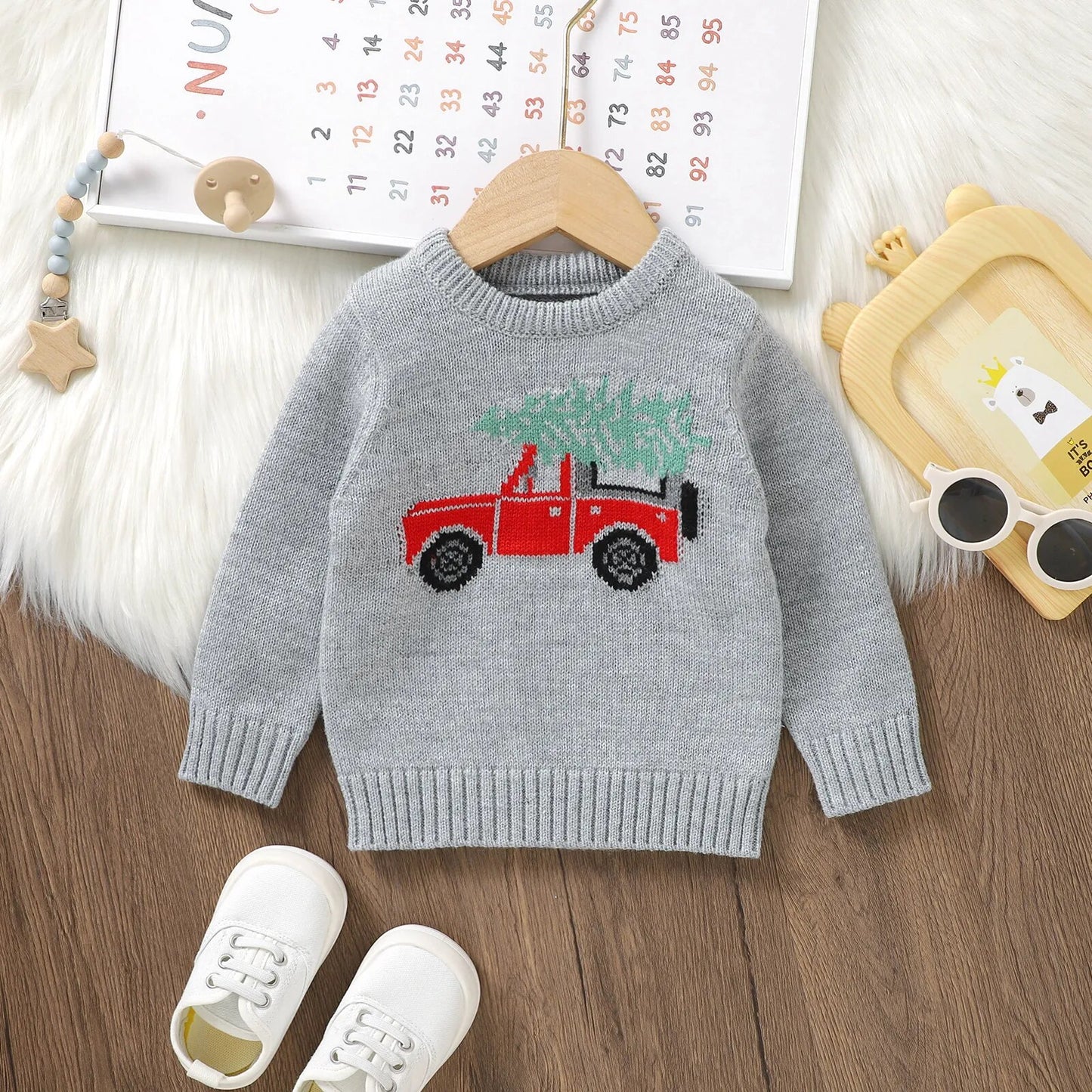 Little Red Truck Christmas Sweater Baby