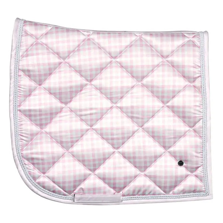 Dapplebay Gingham Dressage Saddle Pad-Pink/White