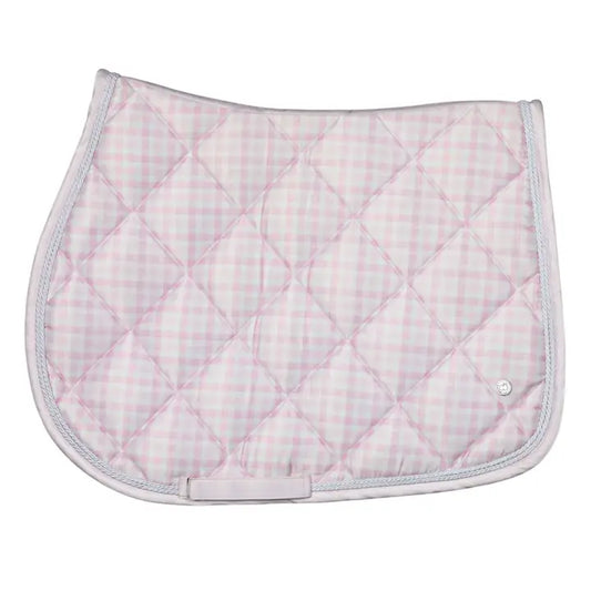 Dapplebay Gingham Jump Saddle Pad-Pink/White