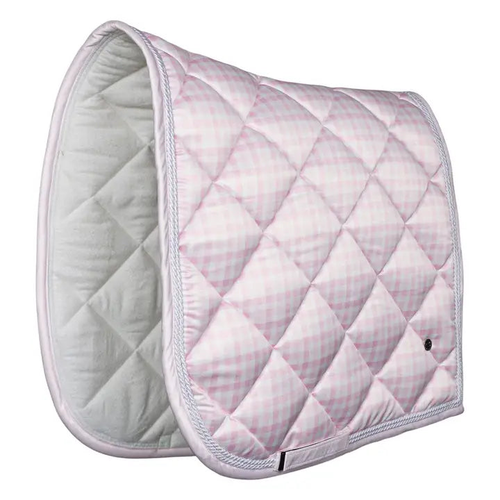 Dapplebay Gingham Dressage Saddle Pad-Pink/White