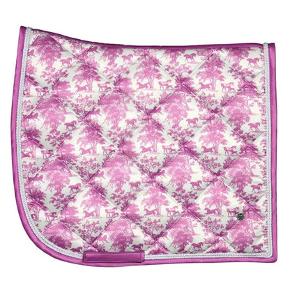 Equestrian Toile Dressage Saddle Pad-Rose/White