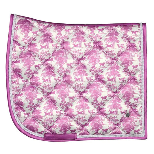 Equestrian Toile Dressage Saddle Pad-Rose/White