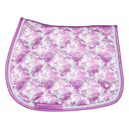 Equestrian Toile Jump Saddle Pad-Rose/White