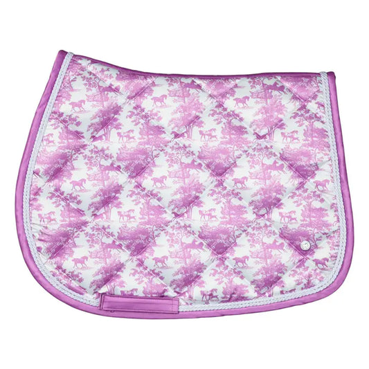 Equestrian Toile Jump Saddle Pad-Rose/White