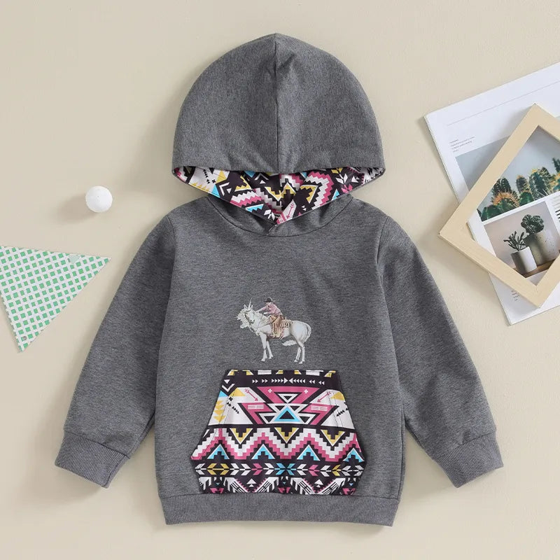 Kids Western Print Hoodies