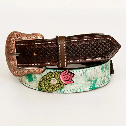 Savannah Wood Hand Tooled Western Leather Belt