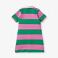 Equestrian Elegance: Girls Pink/Green Stripe Polo Dress