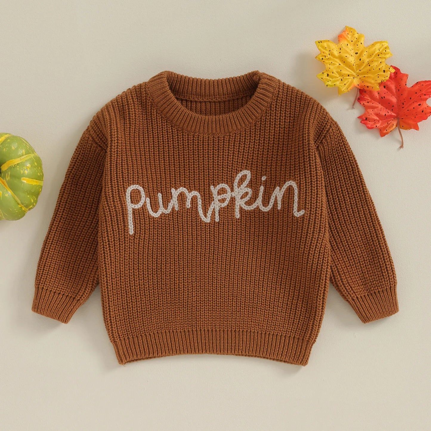 Cozy Pumpkin Fall Knit Sweater for Baby