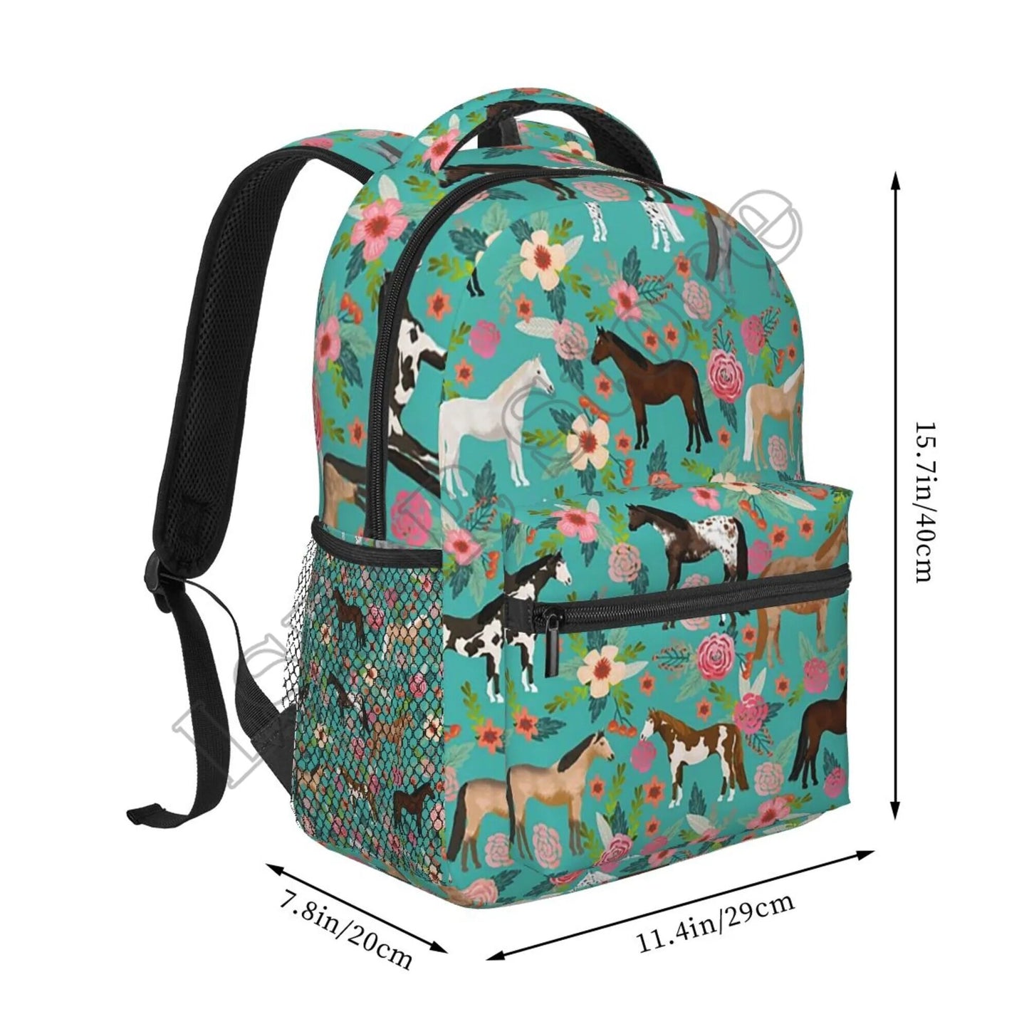 Horses And Flowers Teal Backpack