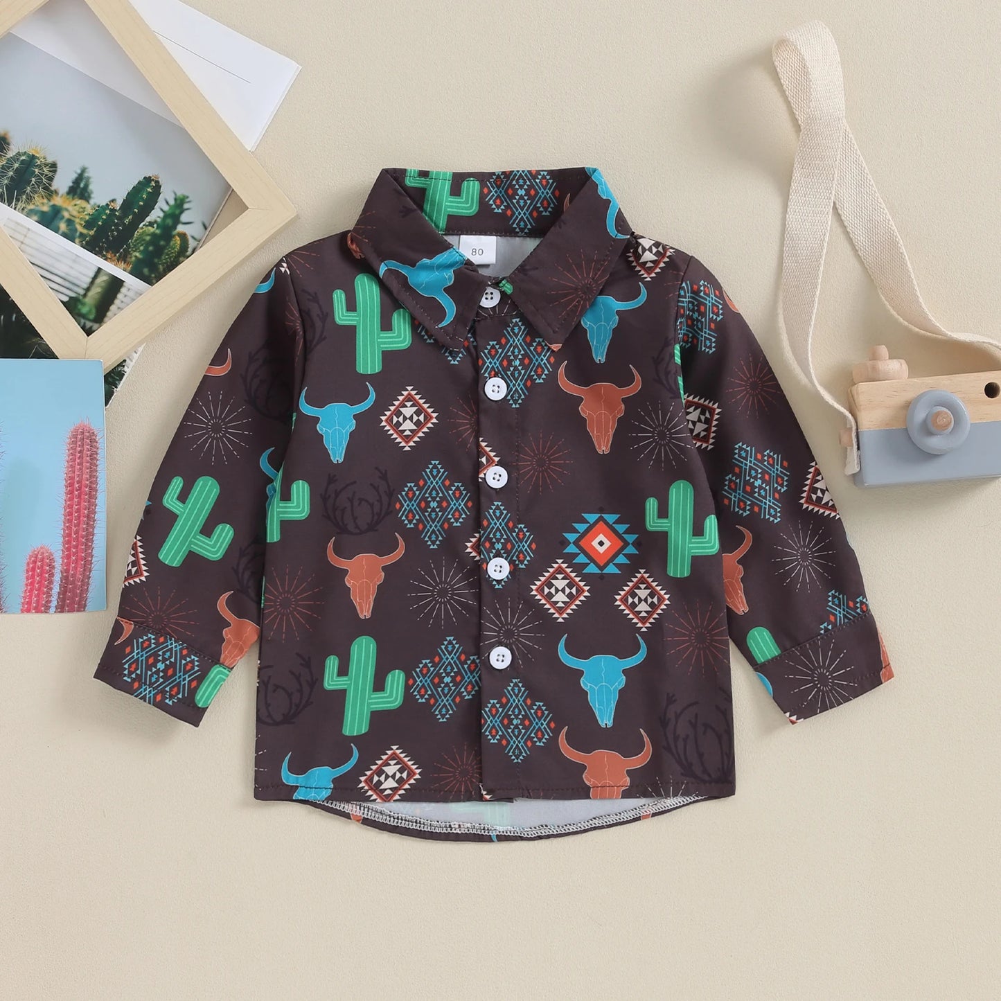 Toddler Boys Western Print Button-Down Shirt