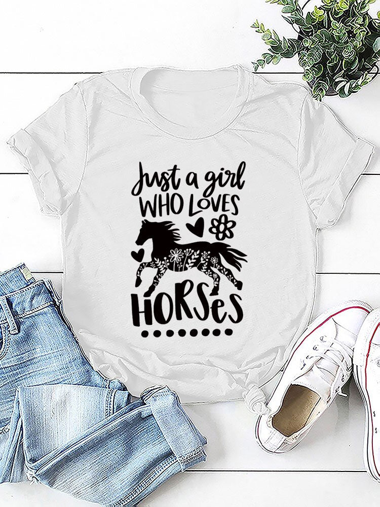 Just A Girl Who Loves Horses - Womens T-Shirt