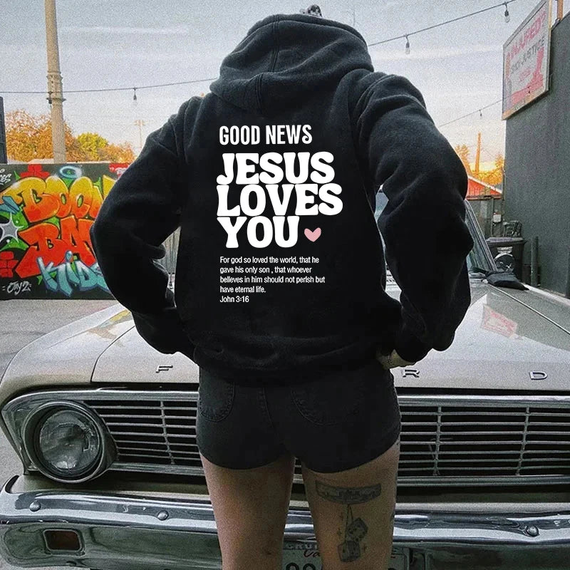 GOOD NEWS JESUS LOVES YOU - Unisex Christian Hoodie