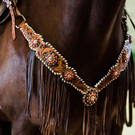 Whipstitch Coral and Clear One Ear/ Breastcollar Tack Set