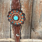 Medium Oil Floral Rosettes and Turquoise One Ear/ Breastcollar Tack Set