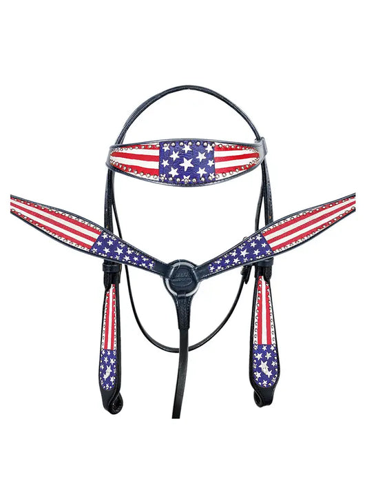 Leather Horse Tack Set - U.S. Flag Design