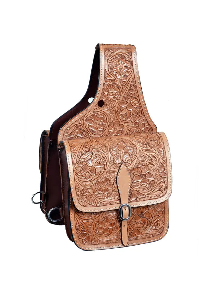 Western Horse Leather Saddle Bag Heavy-Duty Traditional Trail Ride Tan