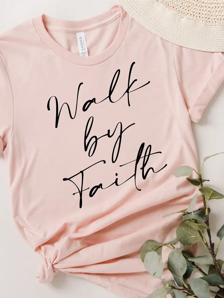 Walk By Faith Peach Graphic Tee