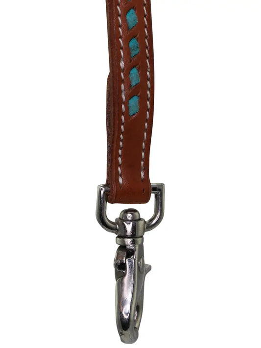 Western Reins Chestnut w/Blue Stitching