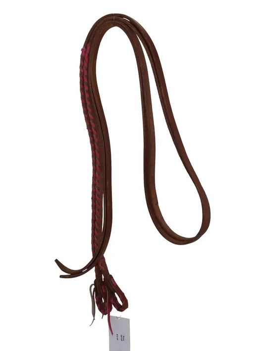 Leather Western Reins Brown & Pink