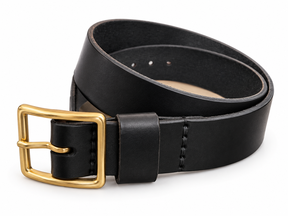 Handmade Hermann Oak English Bridle Leather Belt – Classic Black