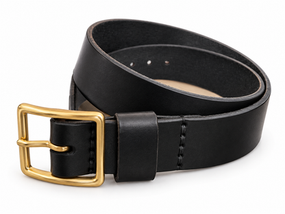 Handmade Hermann Oak English Bridle Leather Belt – Classic Black